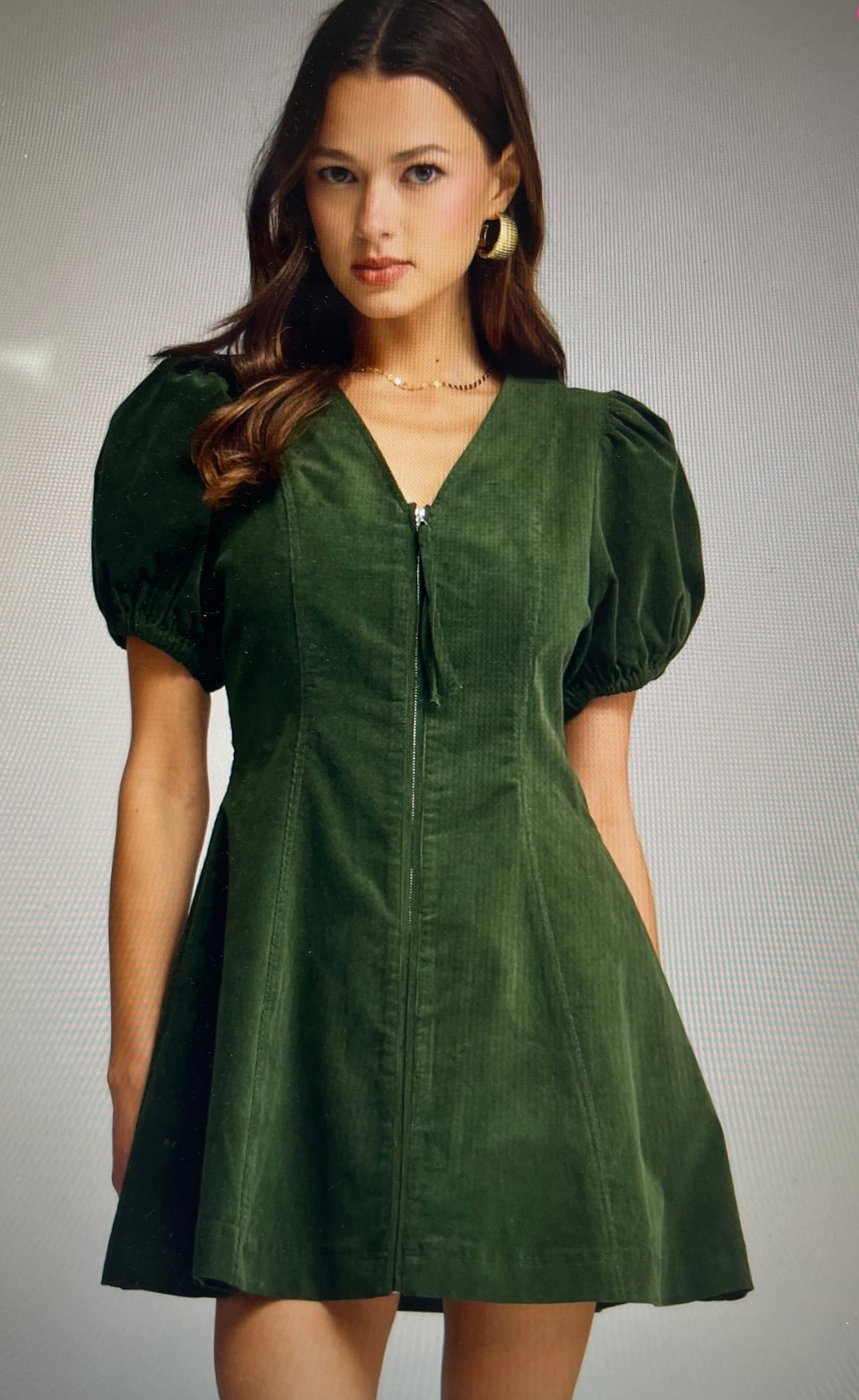 Evergreen Brushed Cord Mini dress