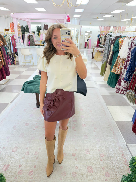 Wine Not Faux Leather Mini Skirt