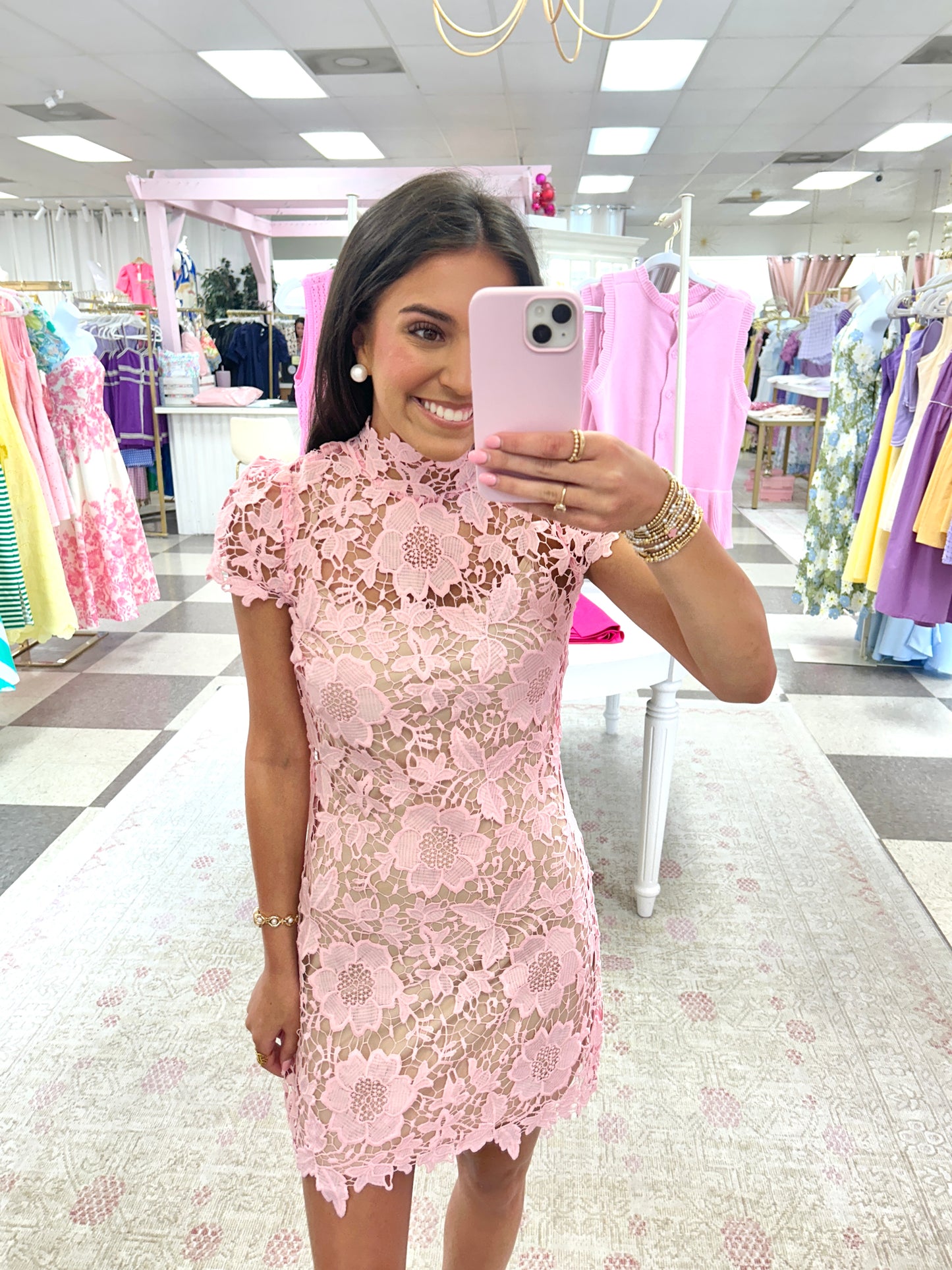 Pink Petal Lace Dress