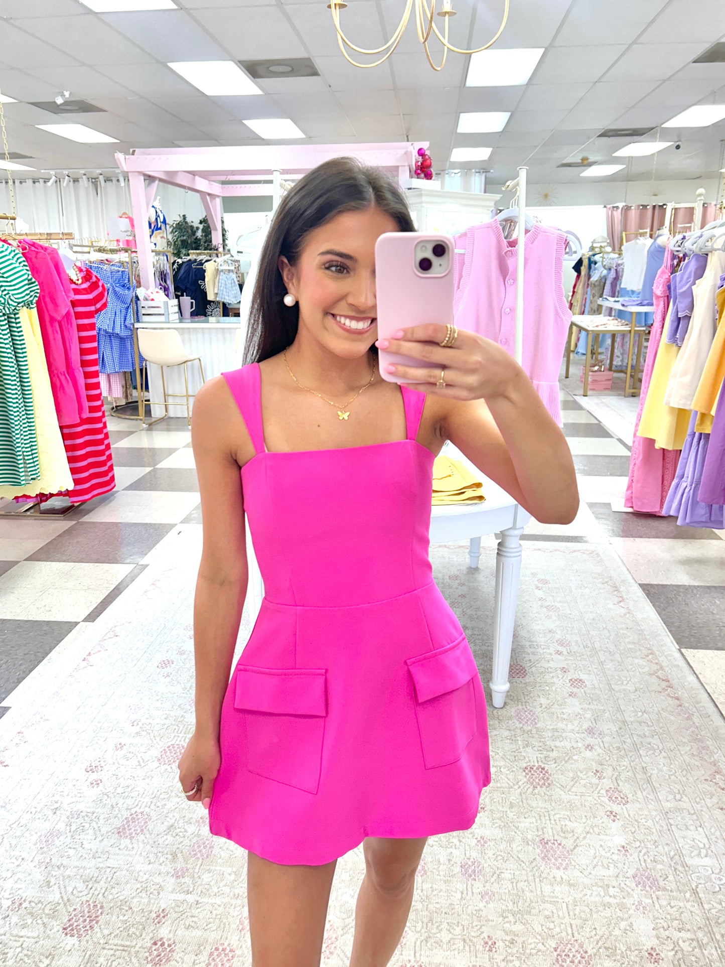 Camille Mini Romper Dress (Pink)