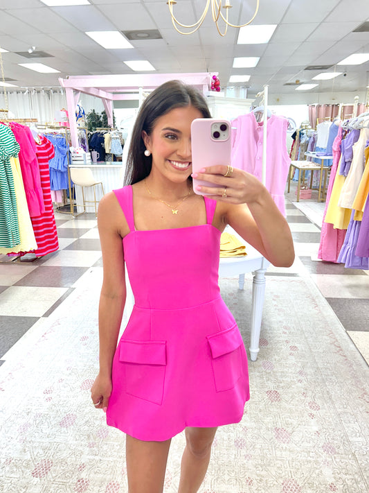 Camille Mini Romper Dress (Pink)