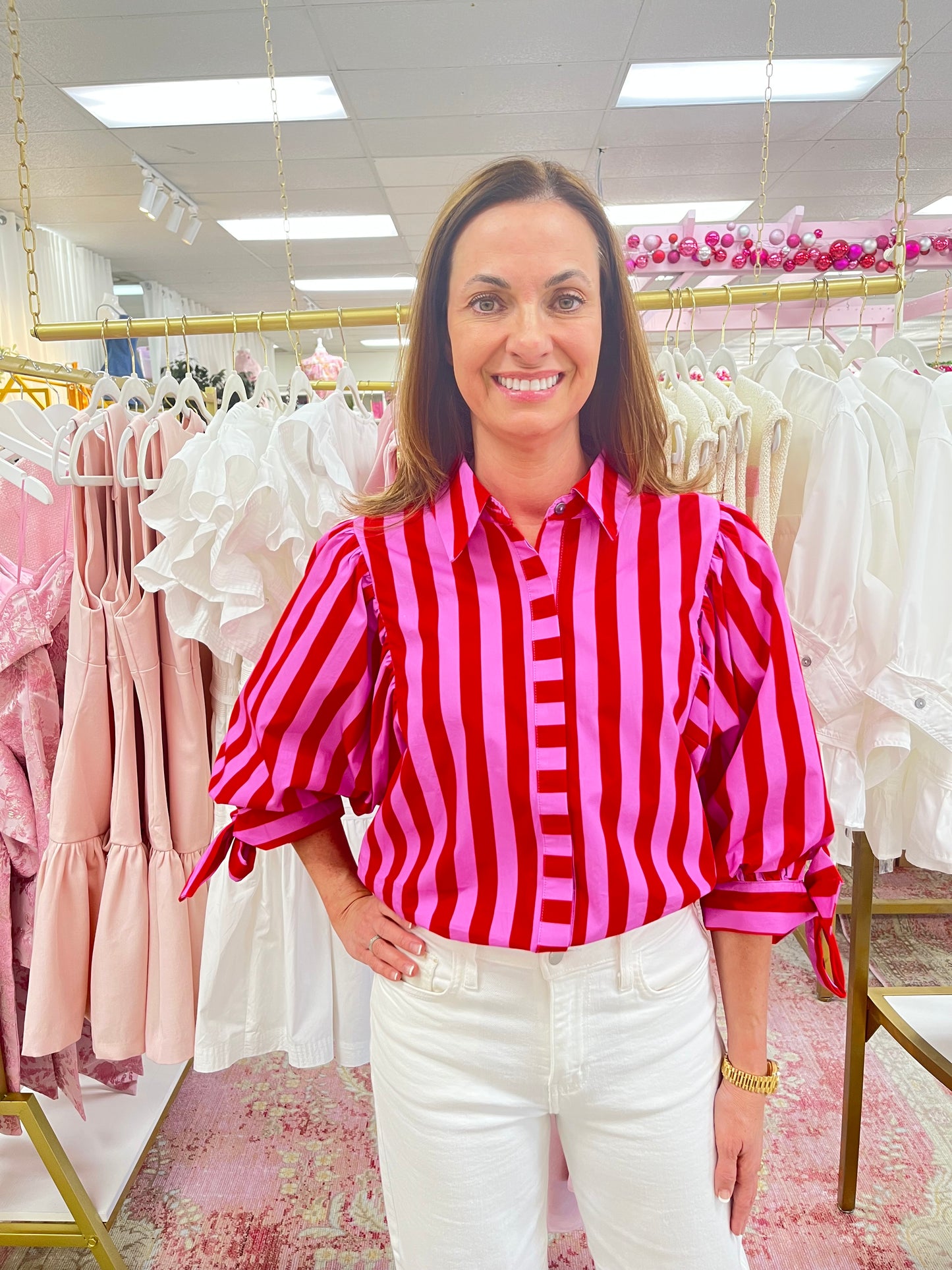 Catherine Striped Top (Pink/Red)