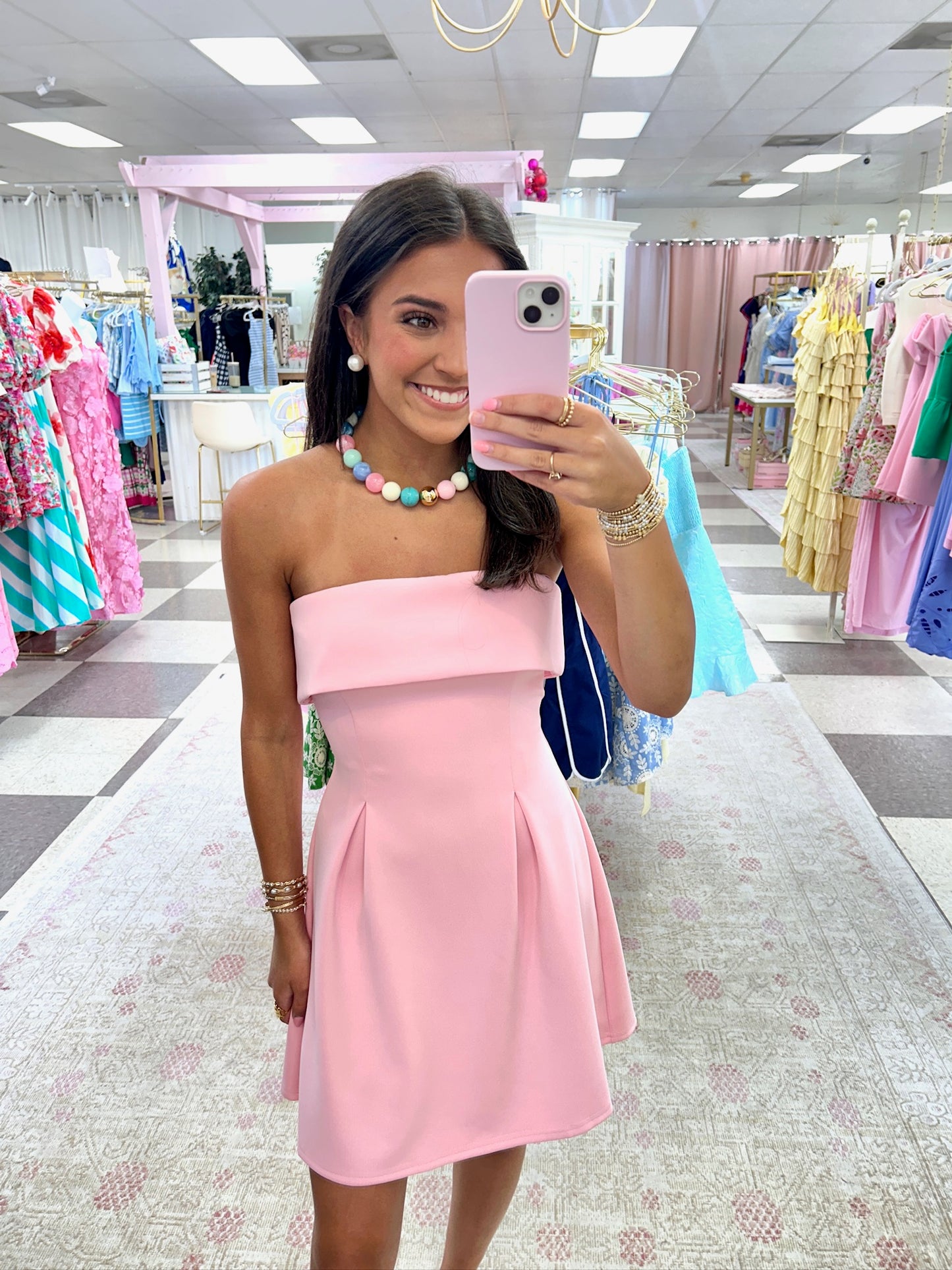 Bubblegum Pink Strapless Mini Dress