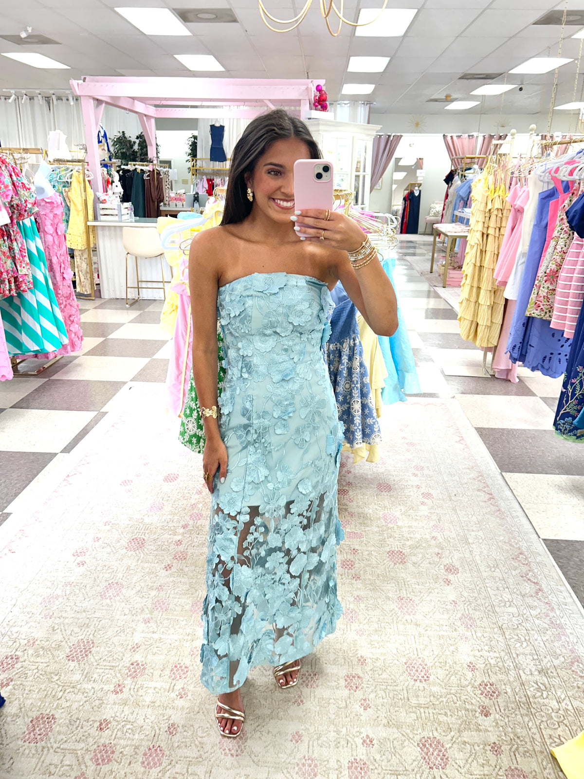 Sailor Strapless Maxi Dress (Ice Blue)
