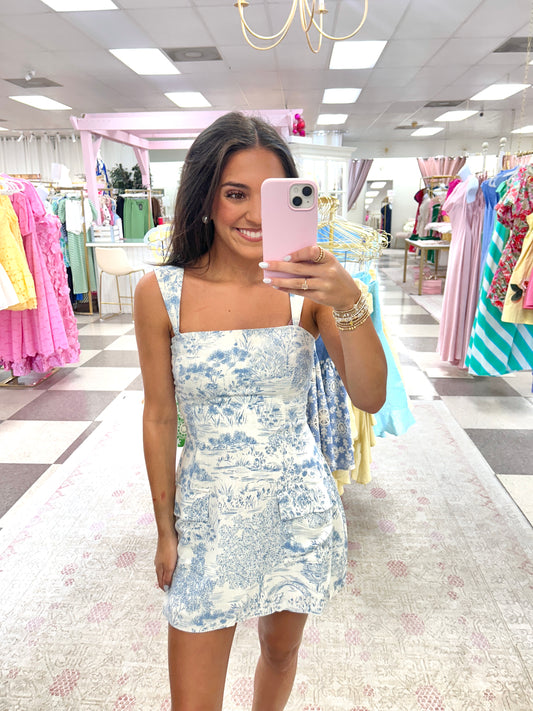 Sylvie Blue and White Dress