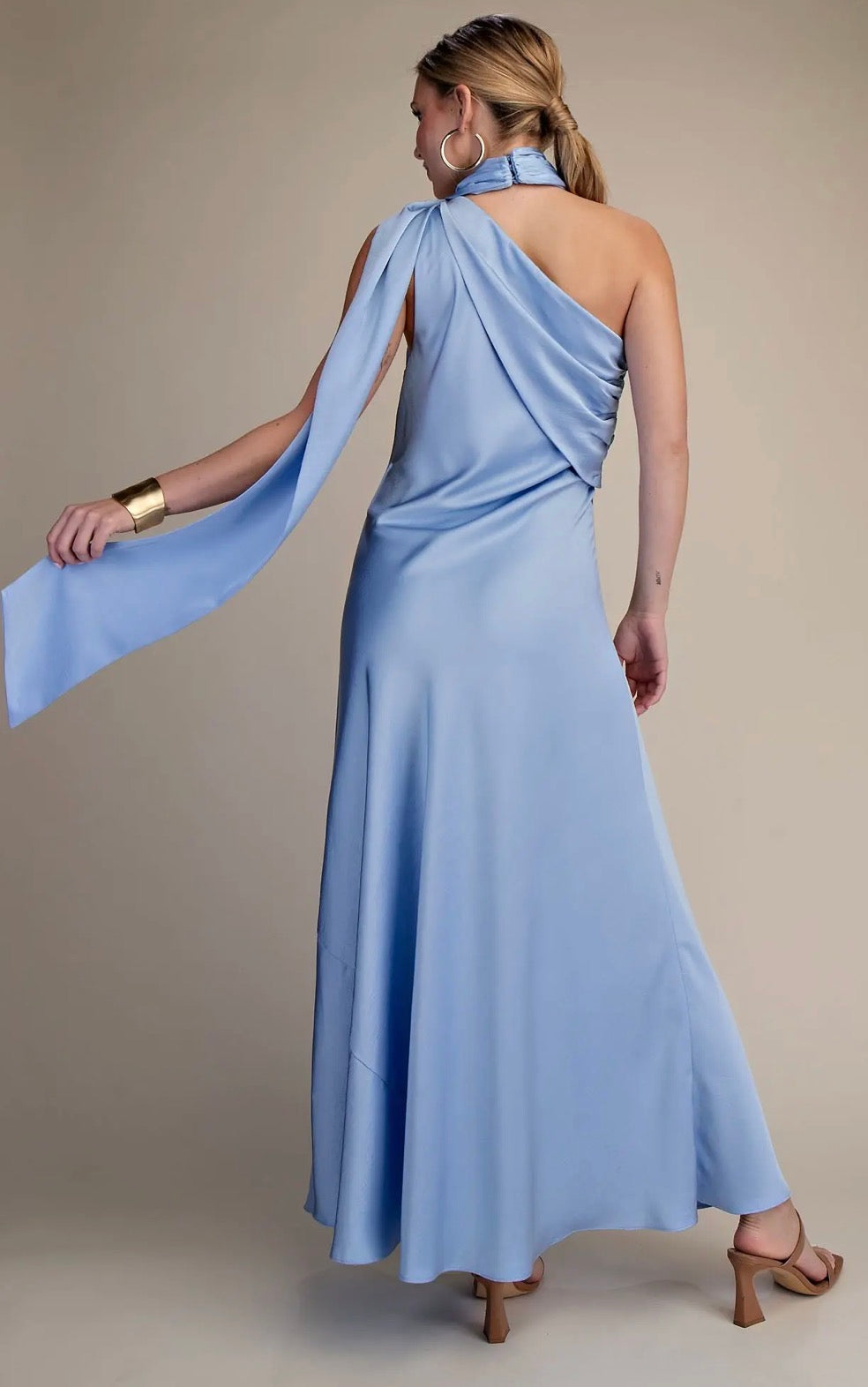 Lala Blue Silk Maxi Dress